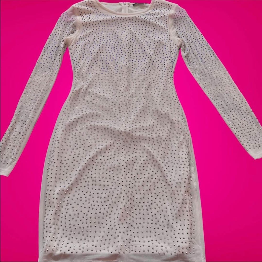 Elegant White Studded Dress